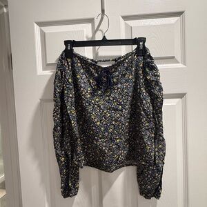 Hollister Floral Blouse - Navy and Yellow